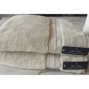 NEW! BROOKS BROTHERS Premium Turkish Bath Towel Set!  Tan  2 Bath Towels 54 x 29
